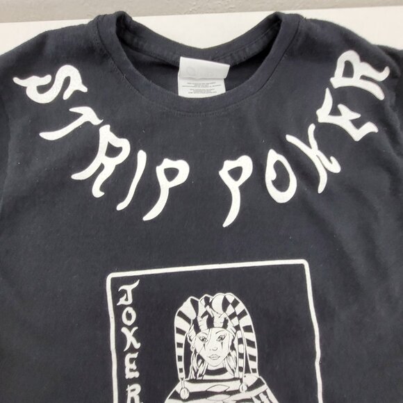 Strip Poker T-Shirt Womens Small Black Graphic Sphinx Joker Event Tee Port & Co - Picture 5 of 12